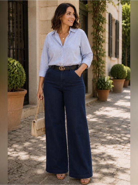 NYDJ Pants - NYDJ Stretchy Dark Wash Lift Tuck Wide Leg Jeans 14